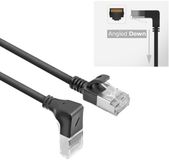 ACT DA3951 U/FTP CAT6A LSZH Slimline Patchkabel | RJ45 Connectoren Recht naar 90° Haaks Rechts | Zwart | 1,5 meter