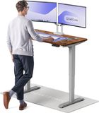 Desktronic HomePro Zit-sta Bureau Elektrisch In Hoogte Verstelbaar, 120x60 cm Massief Notenhout/Grijs