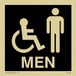 Viking Signs DV1033-S85-GV "Men" wc-deurbord, negatieve zwarte tekst, Vinyl Gold Sticker, 85 mm H x 85 mm W