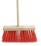 Sorex Kinderbezem voor buiten tegels - rood/hout - met steel 78 cm