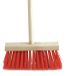 Sorex Kinderbezem voor buiten tegels - rood/hout - met steel 78 cm