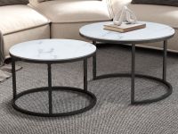 Bastoni Lot de 2 tables basses marbre blanc