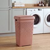 5five Five® Kunststof wasmand met deksel 70 liter - Terracotta
