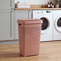 5five Five® Kunststof wasmand met deksel 70 liter - Terracotta