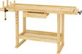 Wiltec Werkbank 151x61,5x86cm bois (Rubberwood) avec tiroir, bac de rangement, pinces et étaux