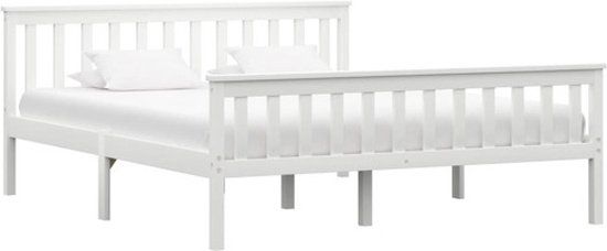 vidaXL Bedframe massief grenenhout wit 160x200 cm