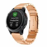 By Qubix Qubix Stainless Steel Link Bracelet - Rose Gold - 20mm Quickfit - Compatible with Garmin Instinct E - 40mm