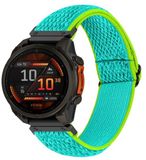 By Qubix Qubix - Elastische Solo Loop Nylon Bandje voor Garmin Tactix 8 - 26mm Quickfit - Mintgroen/Groen