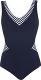 Sunflair Badpak Basic Gestreept Mouwloos V-hals Donkerblauw 75B