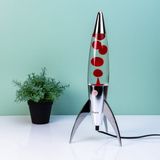 Fisura Rocket lavalamp zilver met rode lava