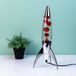 Fisura Rocket lavalamp zilver met rode lava