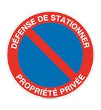 AUA SIGNALETIQUE - Bord Défense de Stationner Propriété Privée - Ø 130 mm, zelfklevend vinyl
