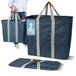CleverMade Opvouwbare wasmand, premium grote opvouwbare kledingmand, wasmand voor alle vuilnisbakken, XL pop-up caddy met handgrepen, Heather NavyNavy Noir/Cream 2 PK