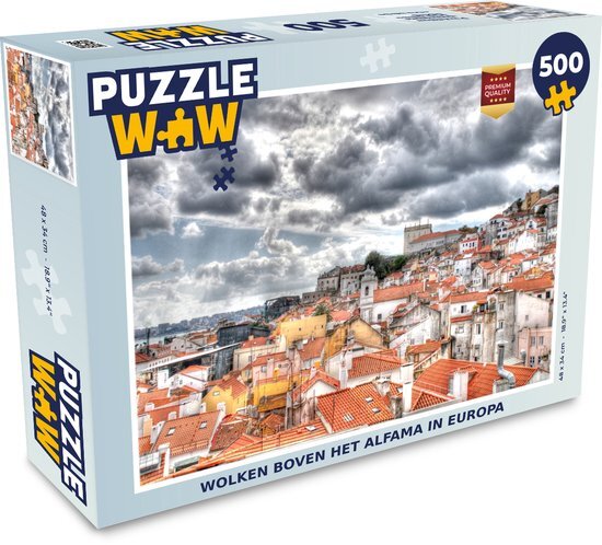 MuchoWow Puzzel Wolken boven het Alfama in Europa - Legpuzzel - Puzzel 500 stukjes