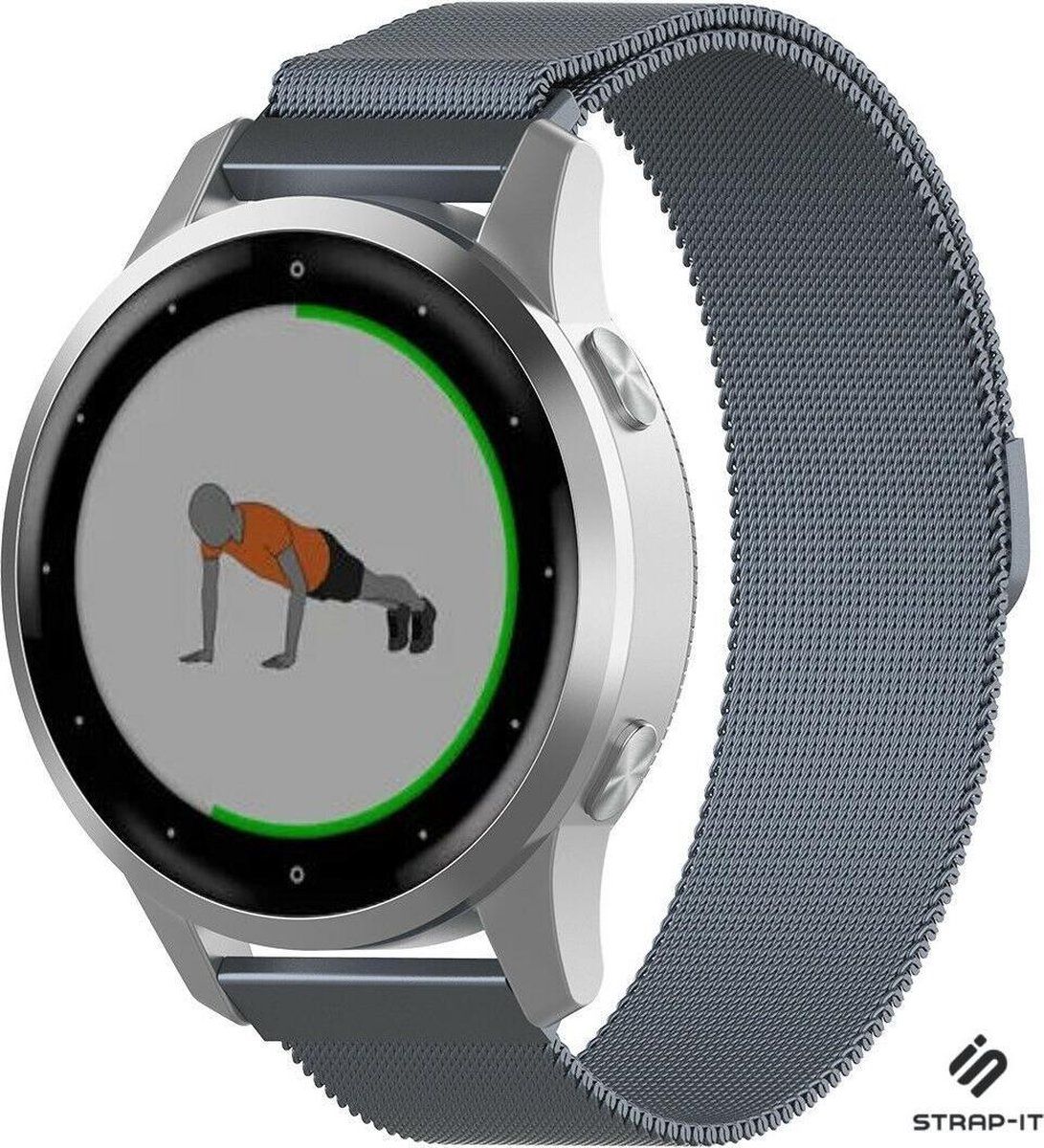 Strap-it Garmin Vivoactive 4s Milanees bandje - 40mm - grijs - 18mm