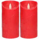 Anna's Collection - 2x Bougies LED Rouges - Bougies Cónicas 15 cm - Bougies de Luxe à Piles avec Flamme Mobile
