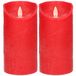 Anna's Collection - 2x Bougies LED Rouges - Bougies Cónicas 15 cm - Bougies de Luxe à Piles avec Flamme Mobile