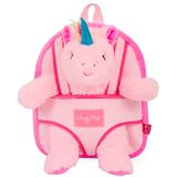 Peutel Perletti Peutel Rugzak met Knuffeldier Kinder 3 4 5 Jaar - Kleuter Backpack Kleuterschool met Zacht Knuffel Speelgoed - Kindertas Peuterspeelzaal Meisje Jongen - 27x21x9 cm (Roze Eenhoorn)