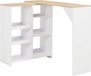 Maison Exclusive Table de bar avec étagère réglable, blanc, 138 x 39 x 110 cm