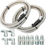 Tuyau de refroidissement pour huile de transmission - Tuyau avec raccords - Acier inoxydable tressé - 132 cm - Convient aux TH350/700R4/TH400