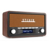 Audizio Foggia Radio portable rétro avec Bluetooth 5.0 – Radio portable vintage avec DAB+ et FM, son stéréo 50W, radio sur piles et secteur, 20 stations préréglées, AUX, radio-réveil avec alarme – Marron