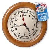 DayClocks Wandklok met massief houten frame - analoge wekelijkse klok met dagen, uren en minuten - stille wandklok - ideaal pensioencadeau voor mannen en vrouwen