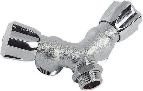 SOMATHERM Dubbele kraan in Y-wasmachine - inlaat 1/2 - uitlaat 3/4 - ABS-dwarsstuk