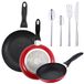 Verpakking San Ignacio 3-delige pannenset Ø 16 cm Ø 20 cm Ø 24 cm + 24-delige bestekset roestvrij staal zwart/chroom