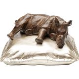 Kare Design deco figuur Sleeping Rhino, grijs/goud, neushoorn, handbeschilderd, uniek, decoratief object voor woonkamer, voor planken, dierendesign, slaapkamerdecoratie, 21 x 37 x 32 cm (h x b x d)