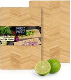 Moritz & Moritz Snijplankenset - Snijplank Bamboe - Serveerplank 2-delig Visgraatpatroon - 23 x 14,5 cm - Naturel