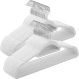 SONGMICS Kleerhanger, 50 stuks, anti-slip, fluweel, 0,6 cm dikte, 360° draaibare haak, wit
