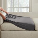 Surefit Hampstead Stretch fluwelen sectionele slipcovers, grote bankkussens met elastische onderkant voor een goede pasvorm, machinewasbare bankhoezen, enkelvoudige houtskoolkussenhoes