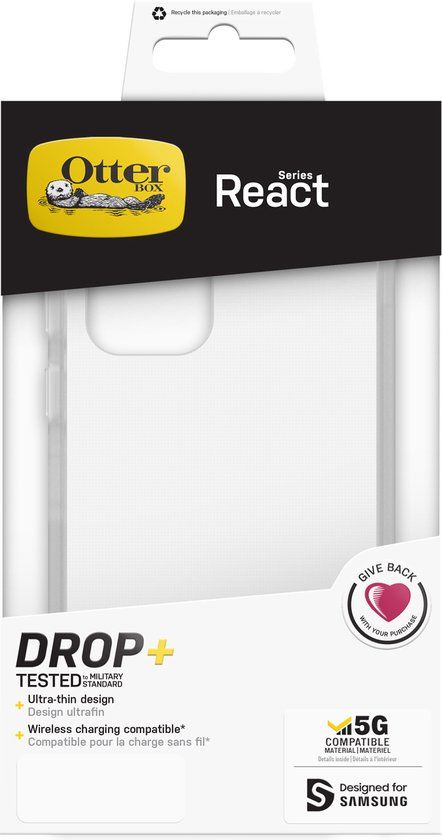 OtterBox React Hoesje voor Samsung Galaxy S22 Ultra - Transparant + Screen Protector