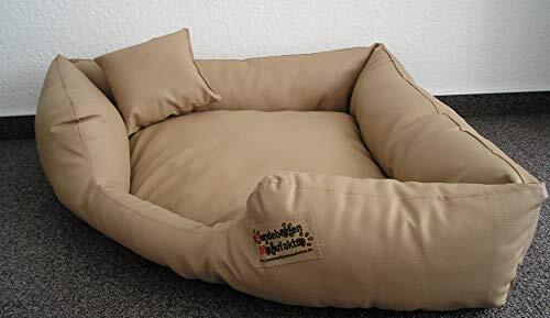 Hundebettenmanufaktur Hondenbed hoekbed hondensofa slaapplaats kunstleer Canto (70 cm x 70 cm, beige)