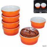 MamboCat 6-delige set CROSSY oranje soufflévormpjes rond 290ml van aardewerk