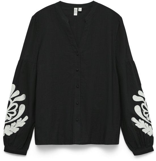 VERO MODA VMJUPITER L/S EMB. SHIRT WVN BTQ Dames Blouse M Katoen Zwart