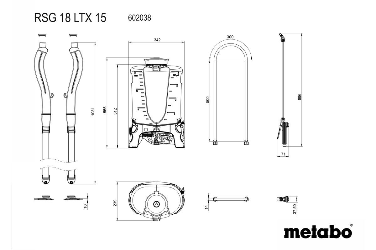 Metabo RSG 18 LTX 15 Rugspuit - 15 l - Zwart/Groen