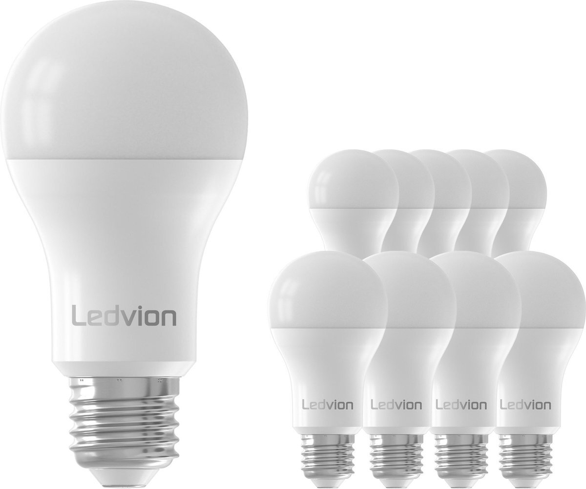 LEDVION 10x E27 LED Lampen - 8.8W - 2700K - 806 Lumen - Voordeelpak