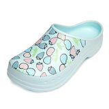 Ladeheid Tuinklompen voor dames ultralicht EVA tuinschoenen LA-CA-ComoHappyWoman - aqua/blauw fruitmotief, maat 40