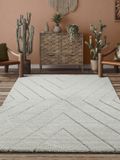 the carpet Bahar Shaggy – Hoogpolig vloerkleed met modern patroon, crème, 140 x 200 cm