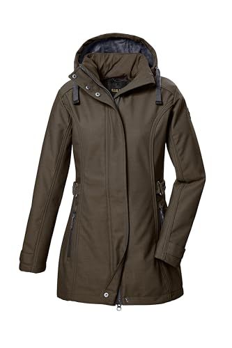 G.I.G.A. DX dames Softshell parka/softshell jas met afritsbare capuchon GW 22 WMN SFTSHLL PRK, olive brown, 48, 42210-000