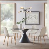 en.casa Eetkamerstoel set van 4 Köfering 89x44x54 cm beige en houtkleurig