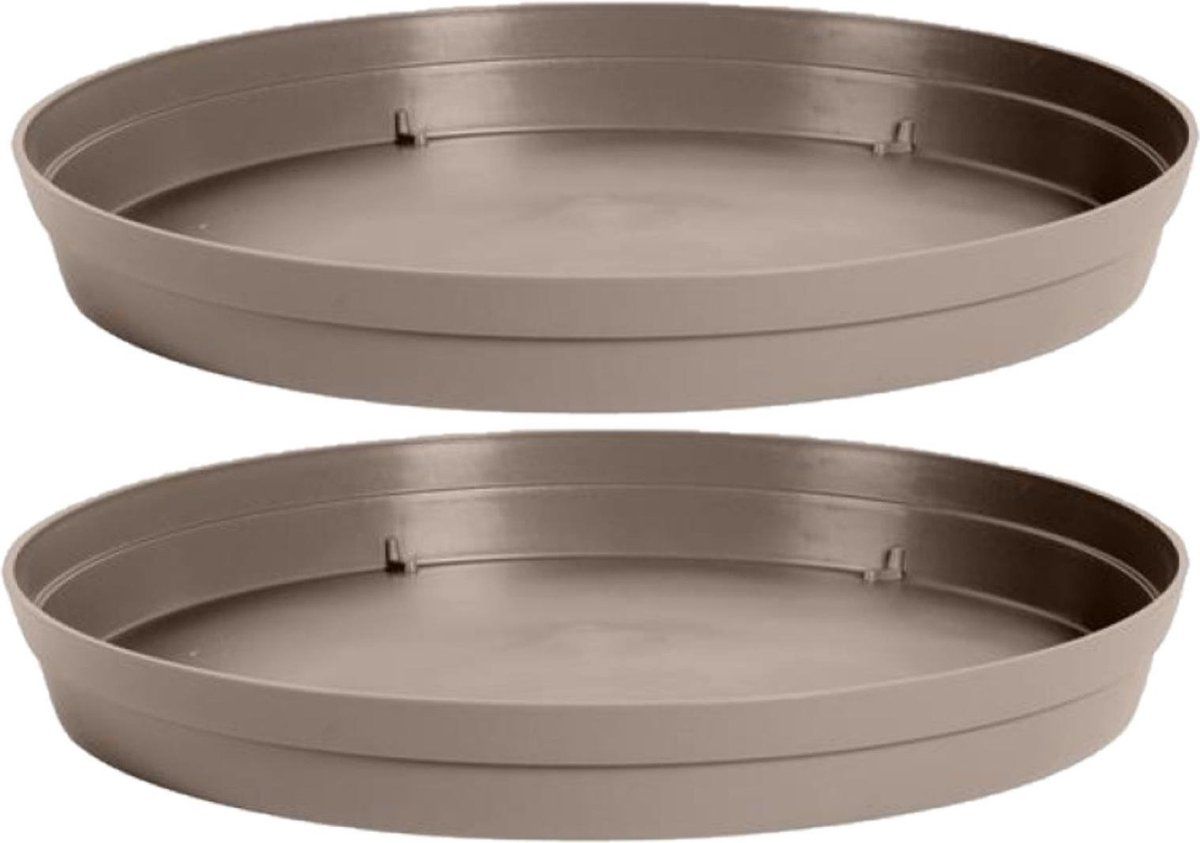 EDA 4x stuks bloempot kunststof onderschalen Toscane taupe D23 cm