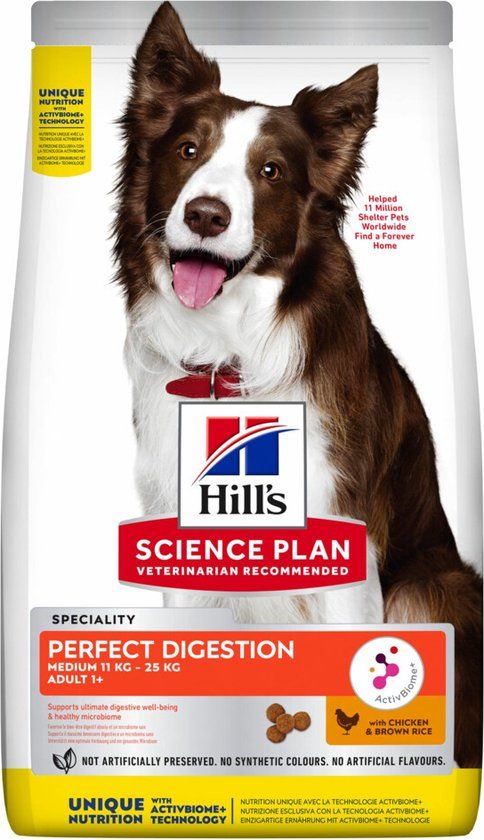 Hill's Science Plan Perfect Digestion Medium Adult Kip en Bruine Rijst Hondenvoer 2,5 kg
