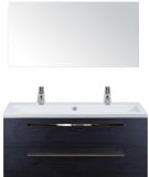 BES LED Seville Badmeubelset 120 cm - 2 Laden Black Oak - Wastafel Djazz Enkel 2 Kraangaten met Spiegel