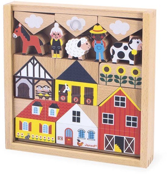 Janod - Cross Roads - Platteland houten blokken set
