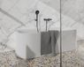 Fortifura Calvi Thermostatische badkraan met ronde handdouche, handdouchehouder en gladde doucheslang - PVD - geborsteld gunmetal (antraciet)