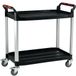 Kunststof plateauwagen - 2 plateaus en handgrepen - aluminium