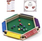 Flero Shut The Box, Houten Dobbelspel, Klepspel - 6 Spelers Familie Bordspel met 12 Dobbelstenen en 6-zijdig Speelbord - Montessori Tactiek- en Rekenspel voor Grote Groepen, Klassen en Feestjes vanaf 3 Jaar (Meerdere Kleuren)