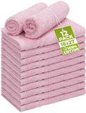 Utopia Katoenen bleekmiddelbestendige salonhanddoeken (40,5 x 68,5 cm), bleekveilige gymhanddoek, 100% katoenen handdoek, set van 12, roze